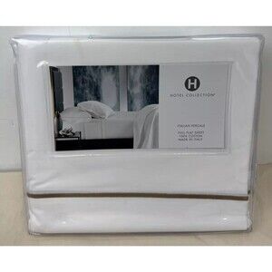 Hotel Collection Italian Percale 100% Cotton Flat Sheet, Full , Made In Italy